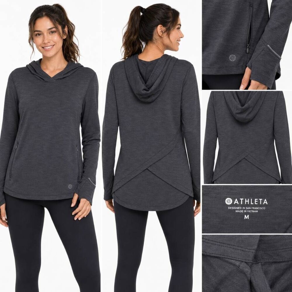 Athleta Hooded Performance Top Black M